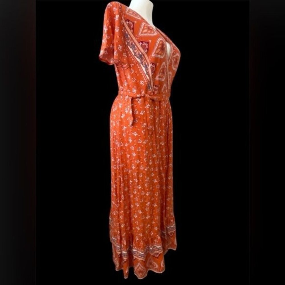 ZESICA Women's XL Bohemian Floral Wrap Maxi Dress Western Festival Cowgirl Boho - Picture 5 of 8